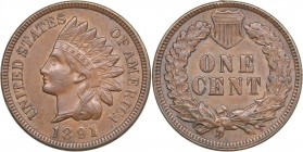 USA 1 cent 1891
3.21 g. AU/AU KM# 90a.