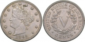 USA 5 cents 1892
4.95 g. AU/AU KM# 112. Mint luster.
