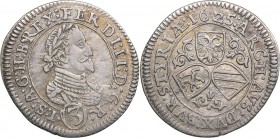 Austria 3 kreuzer 1625
1.75 g. XF/XF+ Ferdinand II., 1619-1637. Herinek# 1078a.