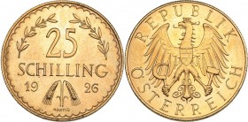 Austria 25 schilling 1926
5.89 g. UNC/UNC Mint luster! Gold.