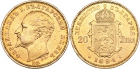 Bulgaria 20 leva 1894
6.44 g. XF/XF Mint luster. Gold.