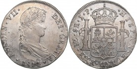 Spain - Lima 8 reales 1814
28.71 g. XF+/UNC Fernando VII (1808-1833). Mint luster. Rare condition.