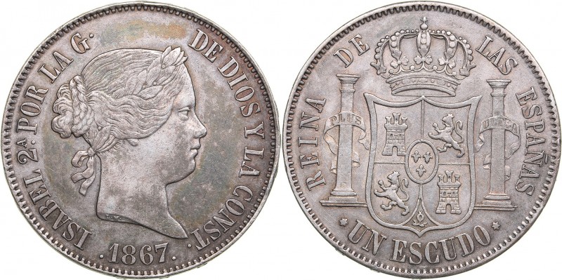 Spain 1 escudo 1867
12.97 g. XF-/XF+