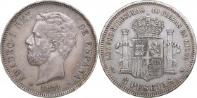 Spain 5 pesetas 1871
25.08 g. XF/XF