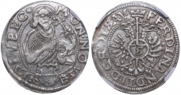 Germany - Free City Lübeck 1/4 taler 1634 NGC AU 55
TOP POP, only. Mint luster. Very rare condition. One of the finest known examples.