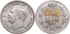 Serbia 1 dinar 1875
4.97 g. XF-/XF+ Traces of mint luster.