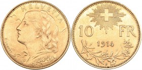 Switzerland 10 francs 1914 B
3.22 g. XF-/XF+ Gold.