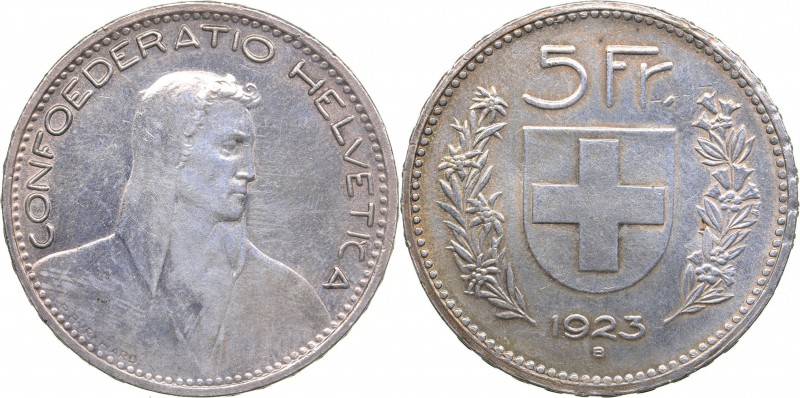 Switzerland 5 francs 1923
25.08 g. VF/XF Silver KM#37