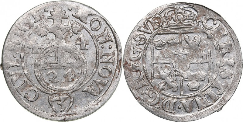 Riga 1/24 taler 1644 - Kristina (1632-1654)
1.09 g. AU/AU Mint luster. Very rar...