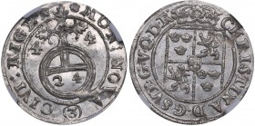 Riga 1/24 taler 1644 - Kristina (1632-1654) NGC MS 64
Mint luster. Very rare condition. Haljak# 1506 3R. SB# 50. Very rare!