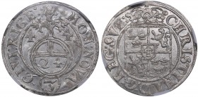 Riga 1/24 taler 1644 - Kristina (1632-1654) NGC MS 66
TOP POP. Mint luster. Very rare condition. Haljak# 1507. SB# 50.