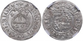 Riga 1/24 taler 1647 - Kristina (1632-1654) NGC MS 65
TOP POP, only. Mint luster. Very rare condition. Haljak# 1508. SB# 51.