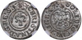 Riga Solidus 1647 - Kristina (1632-1654) NGC MS 65
Mint luster. Very rare condition. Haljak# 1531. SB# 66.