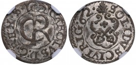 Riga Solidus 1662 - Karl XI (1660-1697) NGC MS 64
TOP POP, only. Mint luster. Very rare condition. Haljak# 1571. SB# 101.
