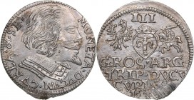 Courland 3 grosz 1606 - Wilhelm Kettler (1587-1616)
2.40 g. UNC/AU Mint luster. Rare condition. Iger KuW.06.1.d R6 Extremely rare! Variation - ARG