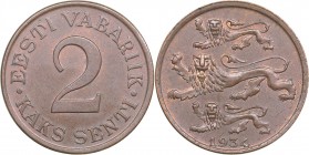 Estonia 2 senti 1934
3.38 g. UNC/UNC Mint luster. KM# 15