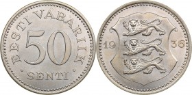 Estonia 50 senti 1936
7.53 g. AU/AU Mint luster. KM# 18