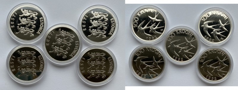 Estonia 100 krooni 1992 (5)
Ag. Prooflike.