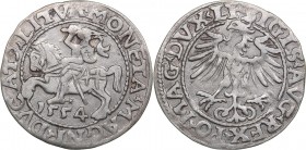 Lithuania 1/2 grosz 1554 - Sigismund II Augustus (1545-1572)
1.14 g. VF+/VF+ Ivanauskas# 4SA51-6 RRR. Very rare!