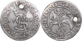 Lithuania 3 grosz 1562 - Sigismund II Augustus (1545-1572)
2.90 g. XF/XF The hole. Ivanauskas# 9SA11-4. DVL