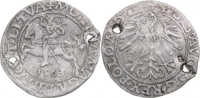 Lithuania 1/2 grosz 1563 - Sigismund II Augustus (1545-1572)
1.25 g. VF+XF The holes. Ivanauskas# 4SA321-36 RRR. Very rare!