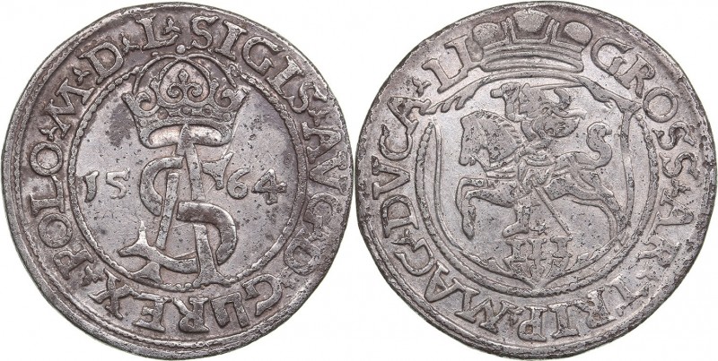Lithuania 3 grosz 1564 - Sigismund II Augustus (1545-1572)
2.75 g. XF/XF Ivanau...