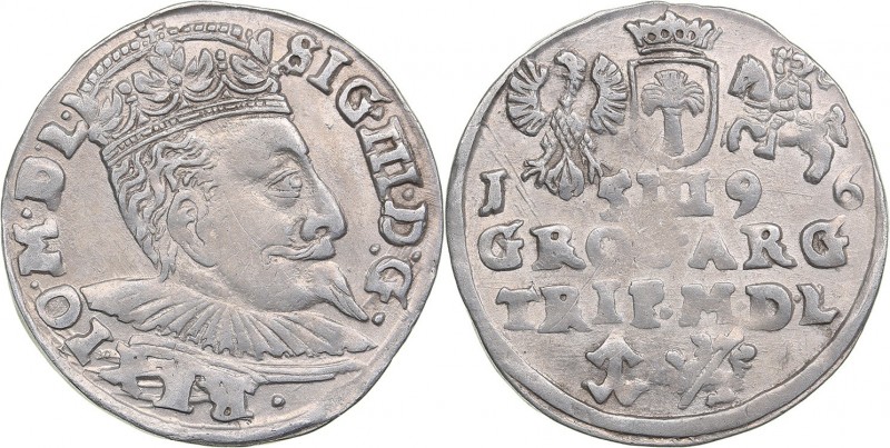 Lithuania 3 grosz 1596 - Sigismund III (1587-1632)
2.34 g. XF/XF- Iger V.96.2.a...
