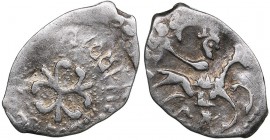 Russia - Moscow AR Denga СЛ - Ivan III Vasilyevich (1440-1505)
0.36 g. VF/VF A rider with a saber, under the horse the letters СЛ. / Three-petal flow...