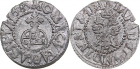 Russia Chekh 1686 - Sophia, Regent for Ivan and Peter (1682-1689)
0.75 g. AU/AU Sev.# 8. Sevsk mint. Rare!