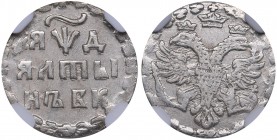 Russia Altyn 1704 БК - Peter I 1699-1725) NGC AU 55
Mint luster. Rare condition. Bitkin# 1056 R. Rare!