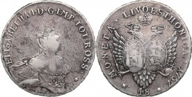 Russia - Livonia & Estonia 48 kopecks 1757 - Elizabeth (1741-1762)
12.85 g. VF-/VF Bitkin# 635 R. Rare!