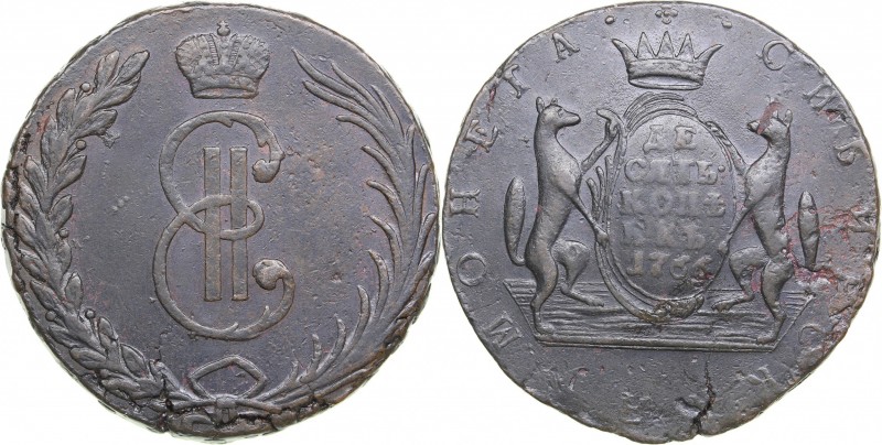 Russia - Siberia 10 kopecks 1766 - Catherine II (1762-1796)
6.54 g. VF/VF Bitki...