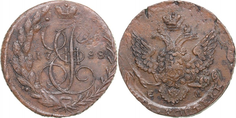 Russia 5 kopecks 1788 ЕМ - Catherine II (1762-1796)
58.34 g. AU/AU Bitkin# 642....