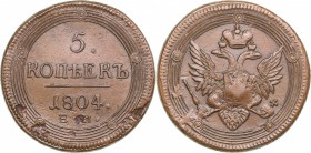 Russia 5 kopeks 1804 ЕМ - Alexander I (1801-1825)
53.59 g. AU/VF+ Bitkin# 290.