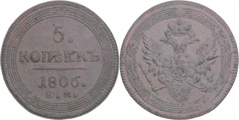 Russia 5 kopeks 1806 ЕМ - Alexander I (1801-1825)
46,68 g. F/F Bitkin# 293.