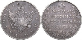 Russia Rouble 1807 СПБ-ФГ - Alexander I (1801-1825)
20.47 g. VF/VF+ Bitkin# 67 R. Rare!