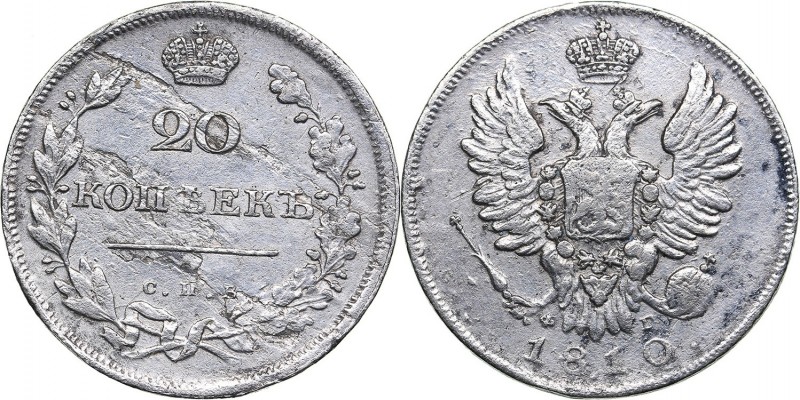 Russia 20 kopeks 1810 СПБ-ФГ - Alexander I (1801-1825)
4.22 g. VF/VF Bitkin# 18...