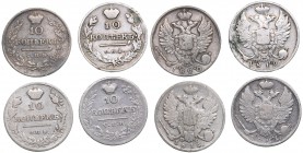 Russia 10 kopeks 1816-1821 - Alexander I (1801-1825) (4)
1816, 1819, 1820, 1821.