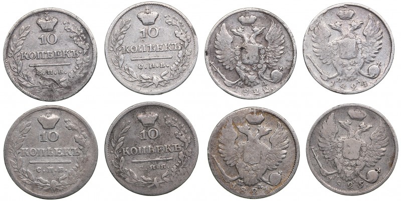 Russia 10 kopeks 1822-1825 - Alexander I (1801-1825) (4)
1822, 1823, 1824, 1825...