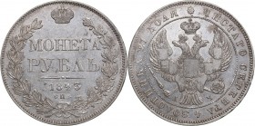 Russia Rouble 1843 СПБ-АЧ - Nicholas I (1826-1855)
21.09 g. XF/VF Mint luster. Bitkin# 202.