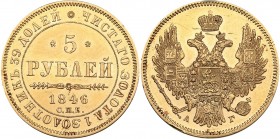 Russia 5 roubles 1846 СПБ-АГ - Nicholas I (1826-1855)
6.51 g. XF/XF Mint luster. Bitkin# 28 R. Rare!