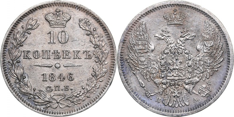 Russia 10 kopeks 1846 СПБ-ПА - Nicholas I (1826-1855)
1.97 g. XF-/XF- Bitkin# 3...