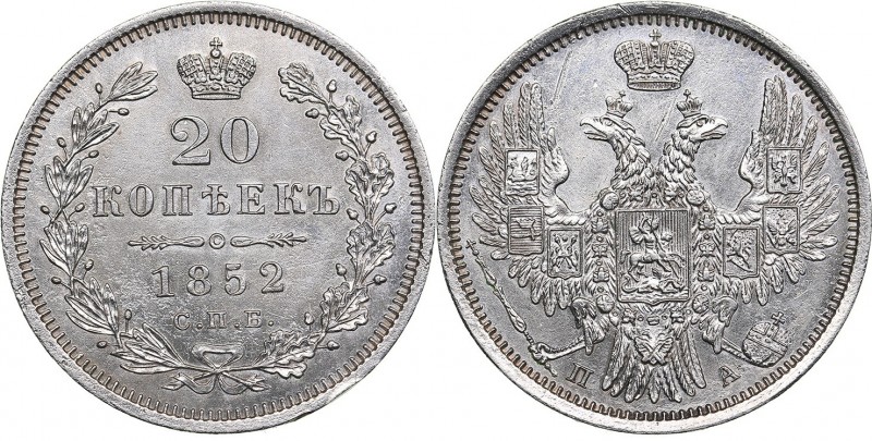 Russia 20 kopeks 1852 СПБ-ПА - Nicholas I (1826-1855)
4.10 g. XF+/XF Bitkin# 34...