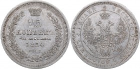 Russia 25 kopeks 1854 СПБ-НI - Nicholas I (1826-1855)
5.12 g. XF/XF Mint luster. Bitkin# 310.