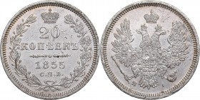 Russia 20 kopeks 1855 СПБ-HI - Nicholas I (1826-1855)
4.04 g. XF-/XF- Bitkin# 346.