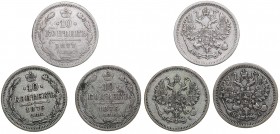 Russia 10 kopeks 1875-1877 - Alexander II (1854-1881) (3)
1875, 1876, 1877.
