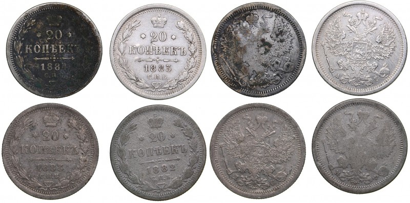 Russia 20 kopecks 1882-1884 - Alexander III (1881-1894) (4)
1882, 1883, 1883, 1...