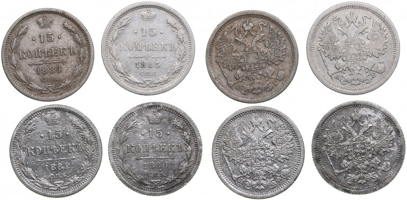 Russia 15 kopecks 1882-1886 - Alexander III (1881-1894) (4)
1882, 1884, 1885, 1...