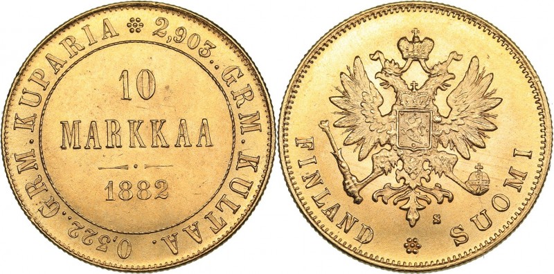 Russia - Grand Duchy of Finland 10 markkaa 1882 S - Alexander III (1881-1894)
3...