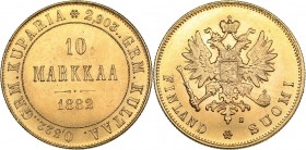 Russia - Grand Duchy of Finland 10 markkaa 1882 S - Alexander III (1881-1894)
3.23 g. UNC/UNC Mint luster. Bitkin# 229.